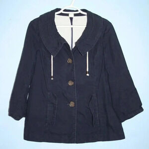 J. Crew Button Front Jacket Navy Blue Size 10 VINTAGE Women's